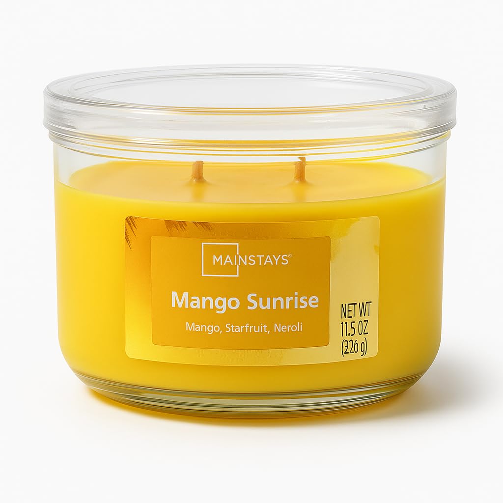 Kanawaty Scented 11.5 oz Candle Jar, MANGO SUNRISE, Up to 45 Hours of Burn Time, Three-Wick