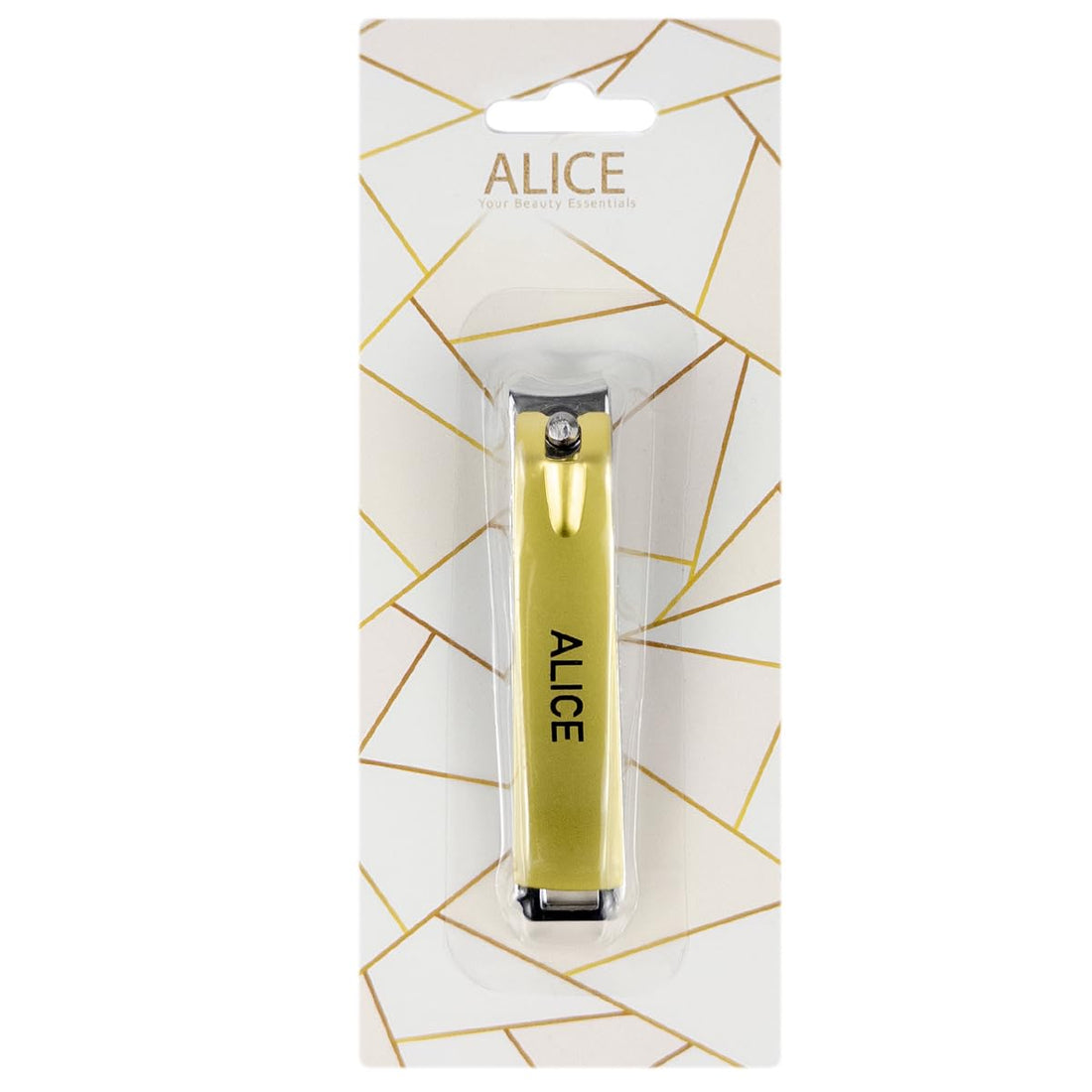 Alice - Nail Clipper, Stainless Steel Sharp Blade, Professional Nail Cutter For Men & Women, Square Hand Style (Yellow)