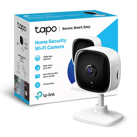 Tp-link tapo c100 indoor home security wi-fi camera with night vision, 1080p high definition - white