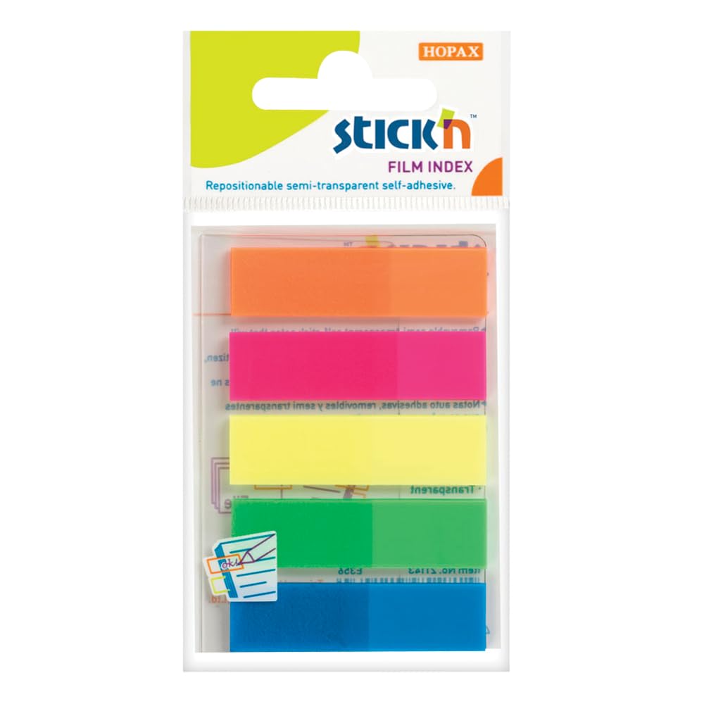 Stick n value 12 mm film index tab - neon multi-colour