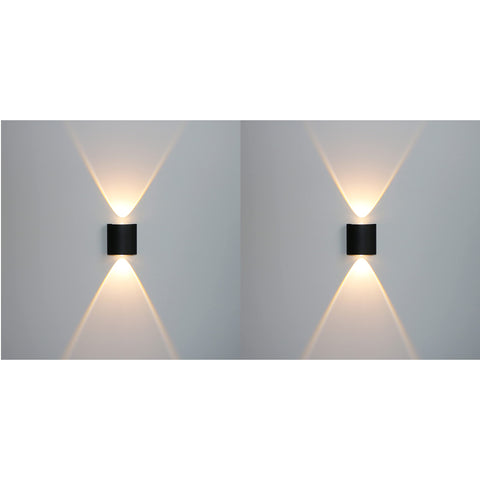 Modern LED Wall Mounted Updown, Light 3000K, Black (2 Watt, 2 Pieces)