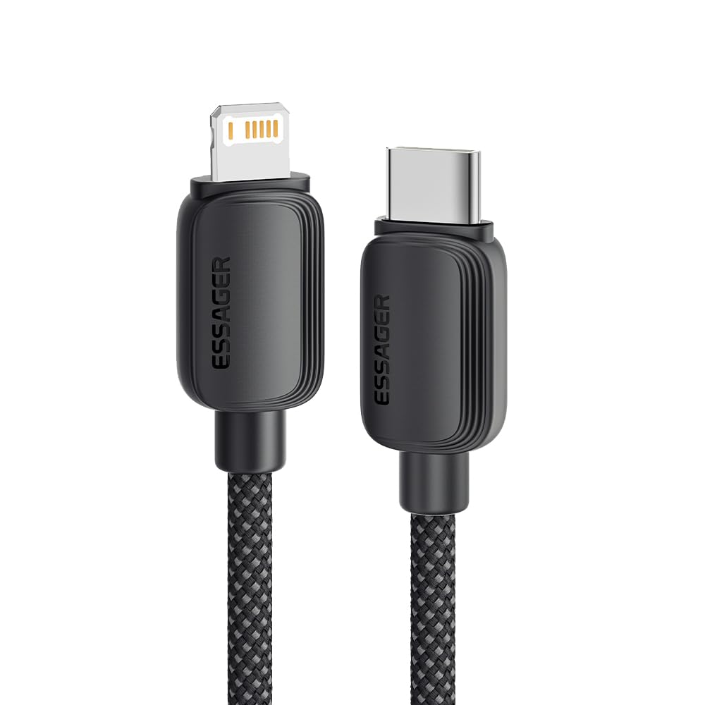 3-Meter Essager 29W USB-C to Lightning Magnetic PD Super Fast Charger Cable | 300 CM | Nylon Braided Tangle-Free Cord | 480Mbps Data Sync for Apple iPhone 14/13/12/11/Xs Max /8/7, iPad