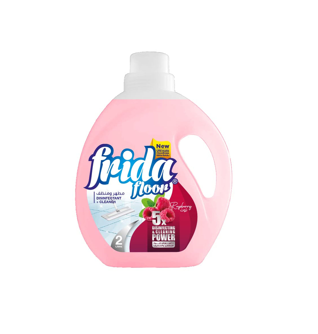 Frida Floor Disinfectant + Cleaner 5X Power, 2 Liters, Raspberry