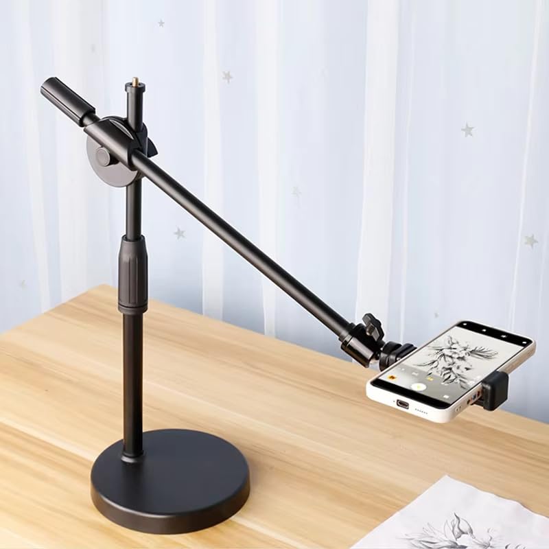 Trifold Phone Stand, Top with WiFi or Stand Photograph, 360 Degree Rotation for Greater Freedom of Photography, with Flower Arm Control for Photo Making Content and Graphic Contents