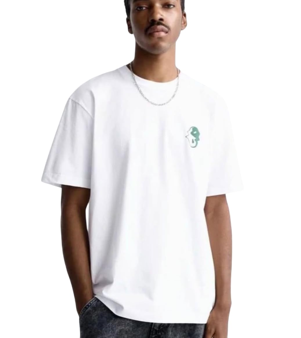 ZARA Men white T-shirt Crafted from premium cotton