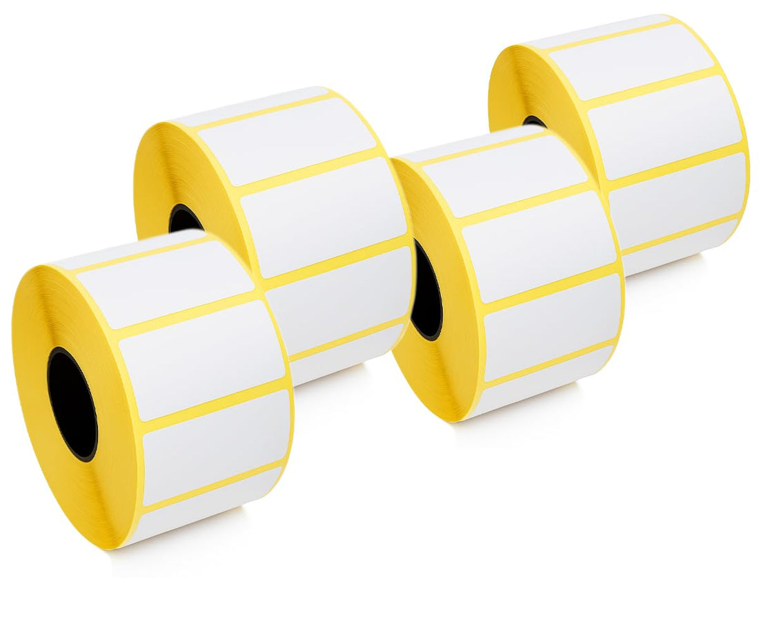Barcode Label Rolls - Adhesive Labels For Barcode Printers, Set Of 4 Roll Size 2.5 CM X 5 CM, Each Roll Contains 1300 Labels, Easy Peel & Labeling Stickers