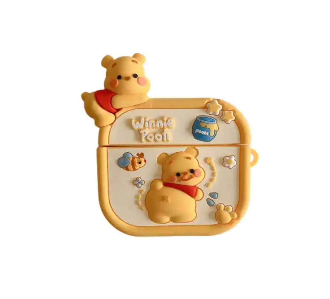 Fekra store AirPods Pro 2 Case Soft Silicone Shockproof Cover for Apple Airpods Pro 2nd, New 3D Cute Cartoon Creative Fun Case with Keychain Design For Airpods Pro 2nd(Pooh)