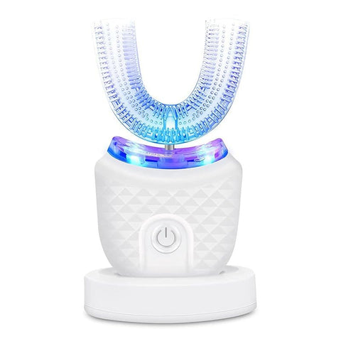 Ultrasonic Electric Toothbrush - U Shaped Automatic Toothbrush for Adults with 4 Modes, 360° Degree Automatic Cleaning & Whitening Teeth, IPX7 Waterproof, MY-116 (White)