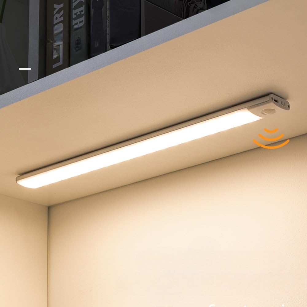Closet Lights, LED Under Cabinet Lighting, Wireless Motion Sensor Night Light - USB Rechargeable, Cool White,with magnetic double sided tape for Stairs/Kitchen/Drawer (30cm-1pc)