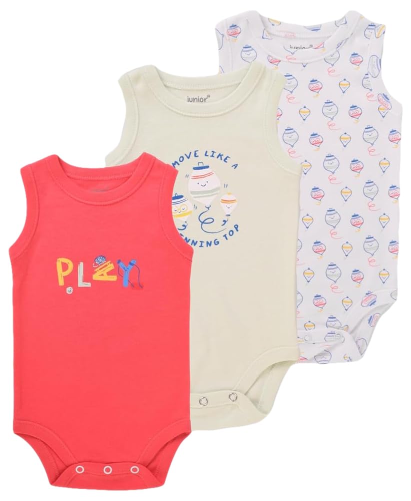 junior Unisex Sleeveless Printed Bodysuit - 7213 Baby & Toddler Underwear Set (pack of 3)