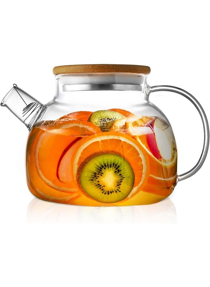 Heat-Resistant Glass Teapot with Infuser – Fire-Safe Transparent Tea Pot for Loose Leaf and Blooming Tea, Removable Filter, Easy Clean Elegant Design for Daily Brewing