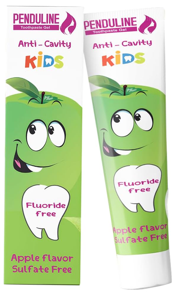 Penduline Kids Toothpaste Gel 75 ml | Green Apple Flavor | Safe from 2 Years Old | Fluoride Free | Sulfate Free