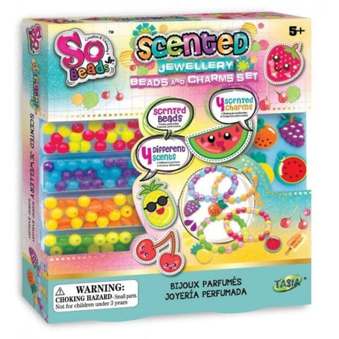 Fragrance Jewelry Set with Beads and Pendants, 4 Different Scents, for Kids Ages 5+