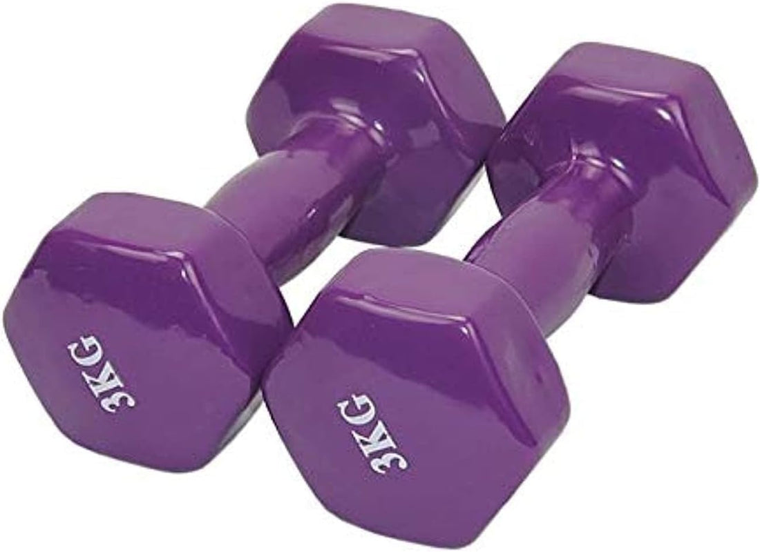 -Sport Vinyl Coated Iron Dumbbell 3 Kg Per Piece, Set of 2
