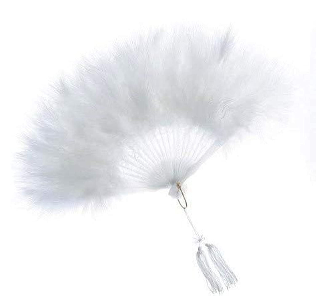 Feather Fan Marabou White | Large Hand Fan for costume, halloween, party, dance