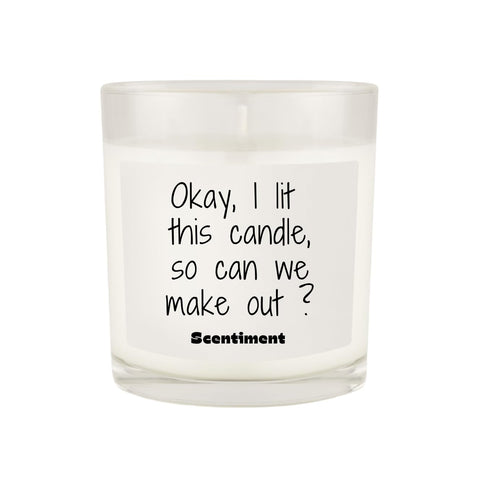 Scentiment Scented Candle – Premium Soy Coconut Beeswax Blend | Hand-Poured Jar Candle with Long Burn Time | Gift for Home, Bedroom & Living Room (Can We Make Out?)