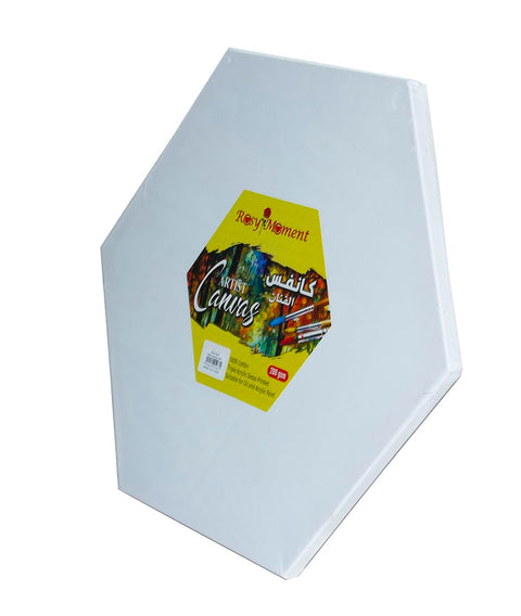 Hexagon Blank Canvas 25Cm White - 100% Cotton Artist Canvas Boards For Painting, Acrylic Pouring, Oil, Water Color Paint Dry & Wet Art Media