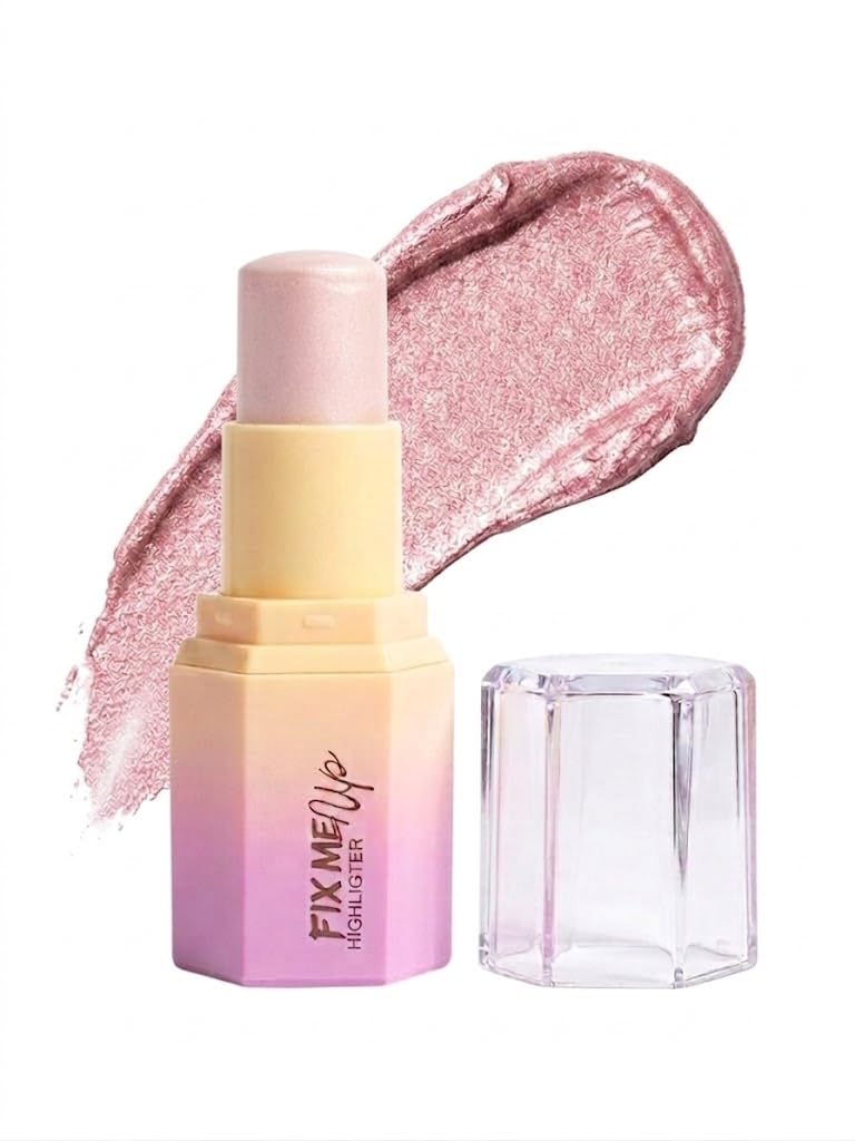 Highlighter Makeup Stick, Cream Glow Shimmer for a Radiant Finish, Easy to Blend & Long-Lasting Highlight Make Up for Face Eyes Lips (N04)