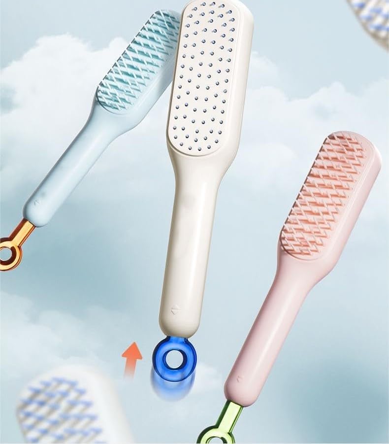 Professional Detangling Hair Brush Scalp Massager with Built-in Cleaning Tool for Easy Removal of Stuck Hair in Brush for Daily Use Multicolor