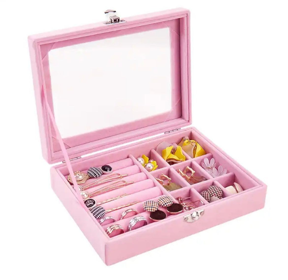 Portable Jewelry Container Lightweight Jewelry Organizer Ring Necklace Bracelet Jewelry Organizer Holder for Home Use (Pink)