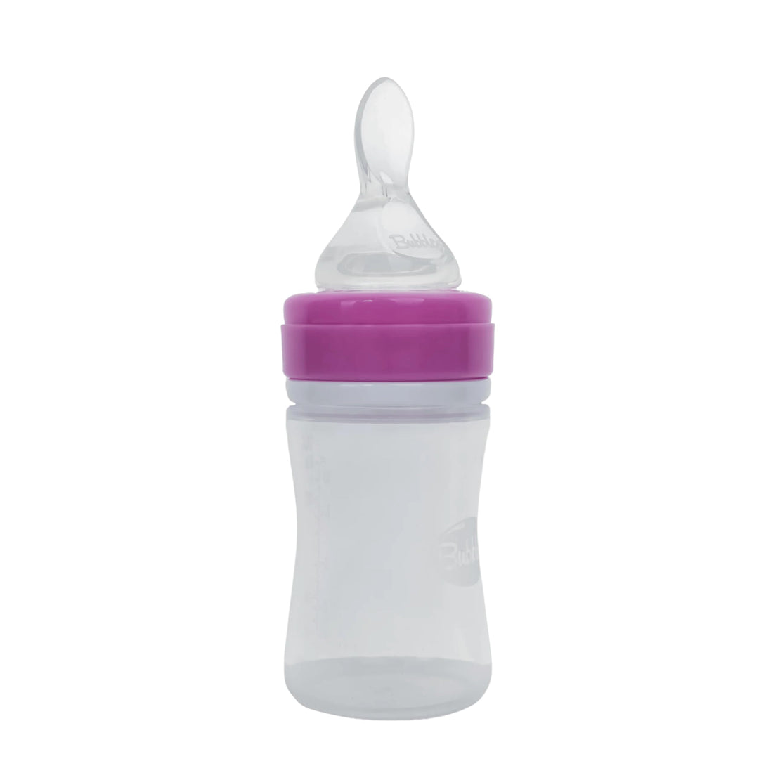 Bottle Bubbles 150 ml with Silicone Spoon for Babies – Soft Squeeze Baby Food Dispenser Easy Feeding Bottle with Spoon – BPA Free – Pink