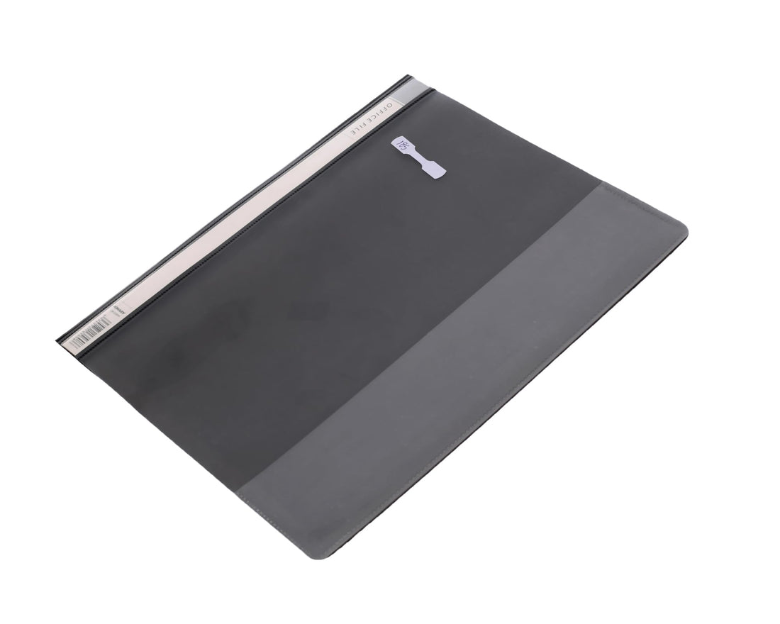 KINARY A4 Premium Plastic File with Two-Hole and Side Holder in Sleek Black