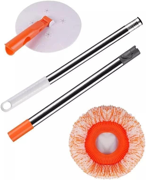 180 Degree Twist Multi-Purpose Mop Round Mop Stainless Handle Long Sticks High Quality Orange (1)