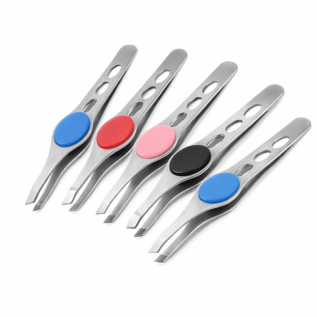 ZOZY Precision Stainless Steel Facial Hair Tweezers for Women & Men – Slant Tip Eyebrow Tweezer for Hair Removal, Ingrown Hair & Fine Hair – Non-Slip Grip, Durable & Travel Friendly Beauty Tool