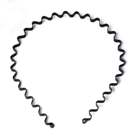 Unisex Black Metal Comb Sports Band Long Hair HeadBand Black For Men and Women