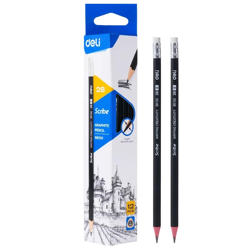 Deli E58100 2B Graphite Pencil, Black