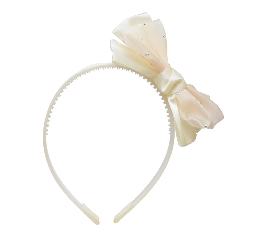 Daphne Bow Hairband For Girls' Hair - Off White
