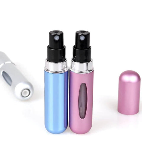 2 Pack Portable Mini Refillable Perfume Empty Spray Bottle Mini Atomizer Bottom Refill Pump Case for Traveling Outgoing Purse, Multicolored, 5ML