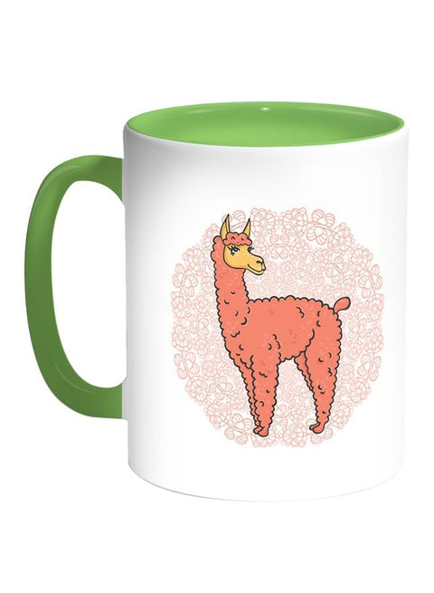 Lama Printed Coffee Mug White/Green