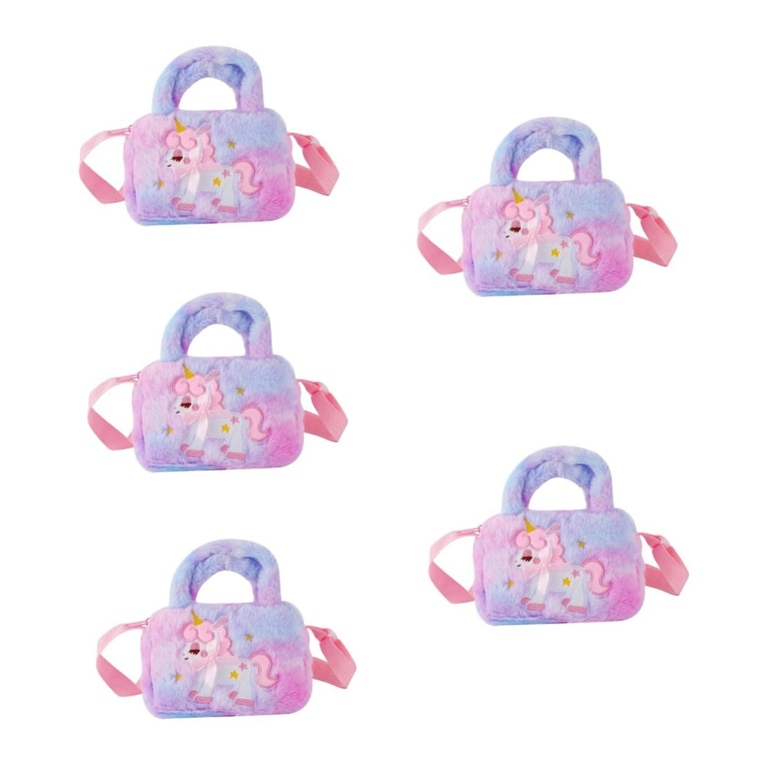 SHERCHPRY 5 Pieces Unicorn Bag Plush Bag Travel Cosmetic Organizer Bag Plush Crossbody Bag Purse Blurred Bag Child Sachets Square Design Package