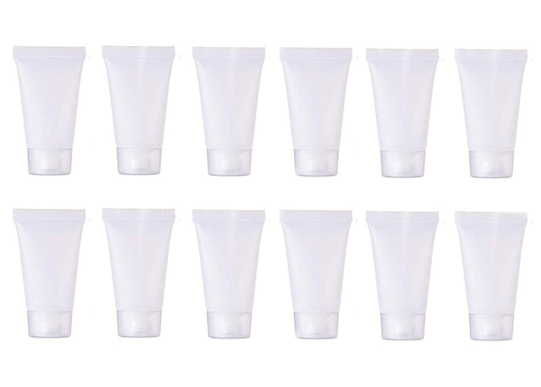 20PCS Clear Empty Refillable Plastic Soft Tubes Bottle Cosmetic Sample Bottles Jars Travel Makeup Container with Screw Cap For Lip Gloss Balm Body Lotion Shower Gel Shampoo Facial Cleanser (10ML)