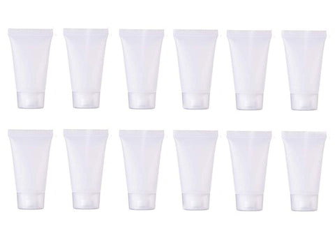20PCS Clear Empty Refillable Plastic Soft Tubes Bottle Cosmetic Sample Bottles Jars Travel Makeup Container with Screw Cap For Lip Gloss Balm Body Lotion Shower Gel Shampoo Facial Cleanser (10ML)