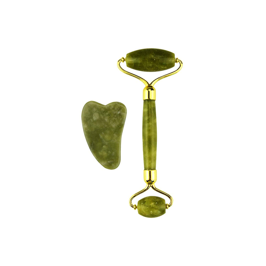 Jade Roller & Gua Sha Scraper Set Beauty Tool, Anti Ageing, Neck Massage, Facial Roller Massager Body Eyes Neck (Jade Roller Gua Sha)