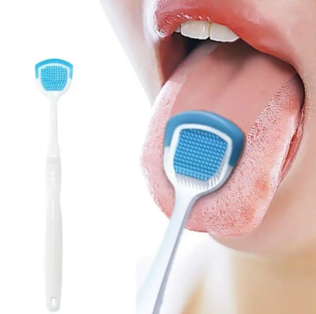 CleanWave, Tongue Scraper & Cleaner – Fight Bad Breath & Improve Oral Hygiene (Blue). Tongue Brush, Tongue Scraper, Tongue Cleaner Helps Fight Bad Breath