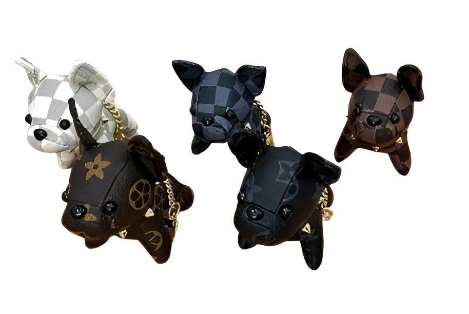 Synthetic leather series - Dog key made of beautiful leather, French bulldog keychain, creative PU leather, cute animal keychain, family friend, partner gift