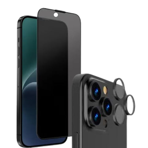 Premium Privacy Tempered Glass Screen Protector with Black Frame [Anti-Dust Filter Built-in] and Camera Lens Protector Compatible With iPhone 16 Pro Max