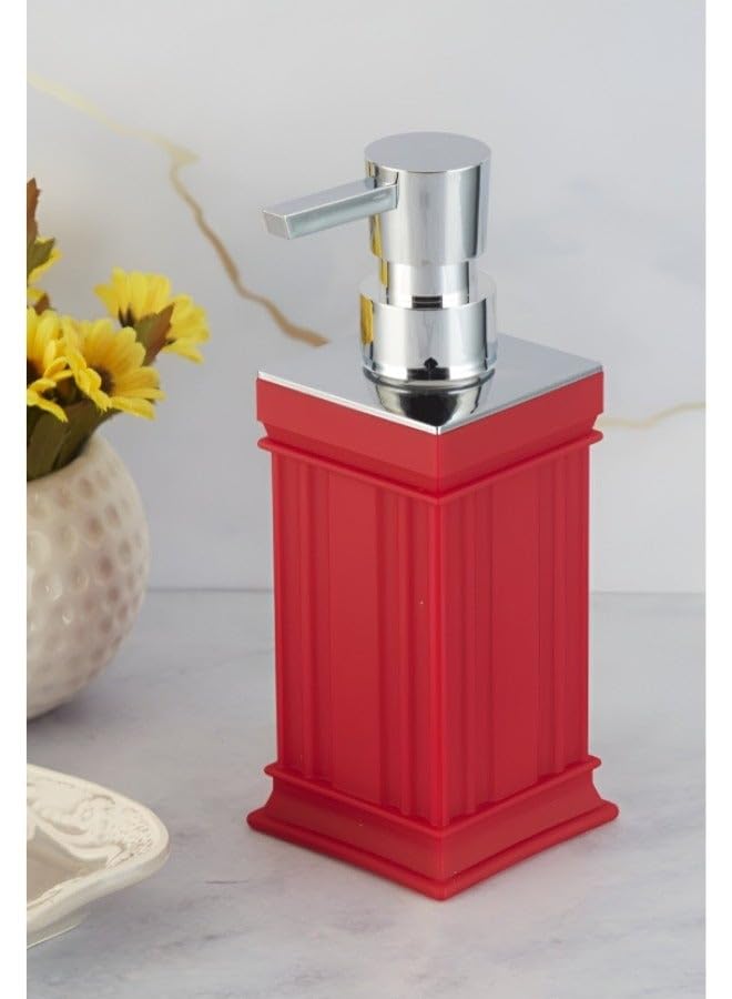 Refillable Soap Dispenser, Plastic, Square, Red, 250ml