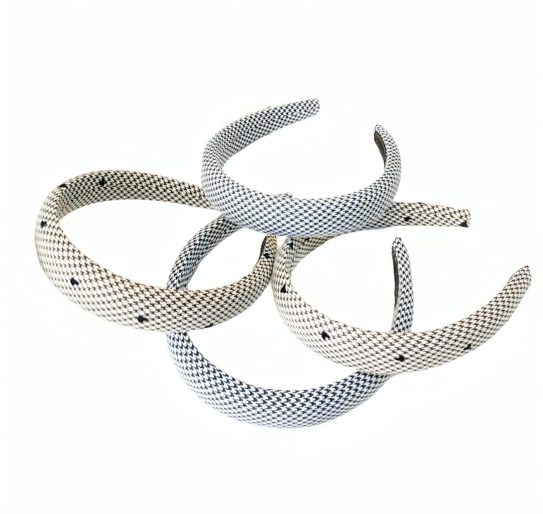 Fashion 1Pc Women Hair Accessories Hairbands 4CM Wide Side Classic Houndstooth Headband Thick Casual Headwear Adult Hair Hoop