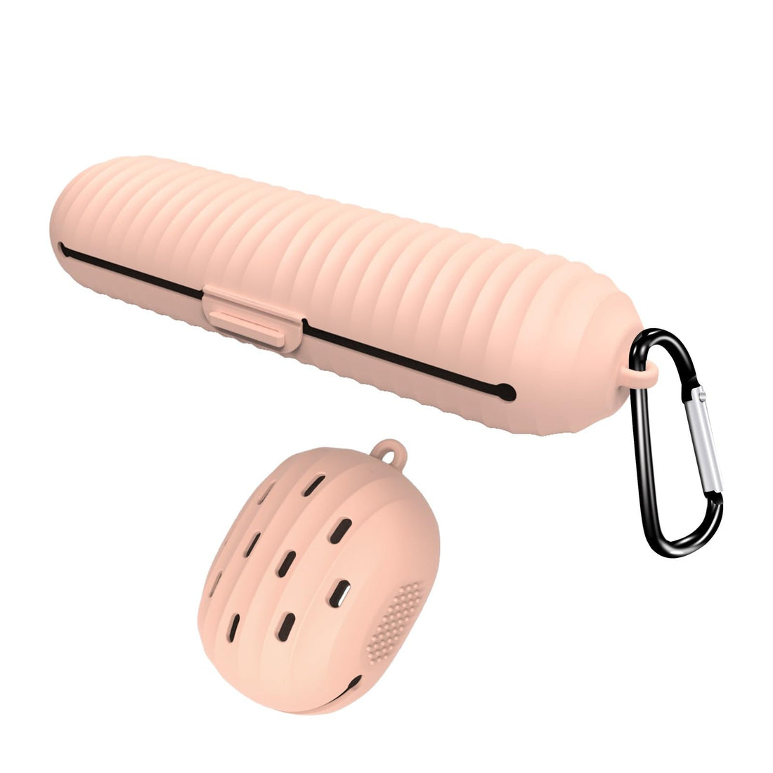 fashion mania 2 Pack Makeup Brush Sponge Holder Silicone Makeup Brush Storage Bag Case Organizer Box Beauty Blender Holders Travel with Hook (pink)