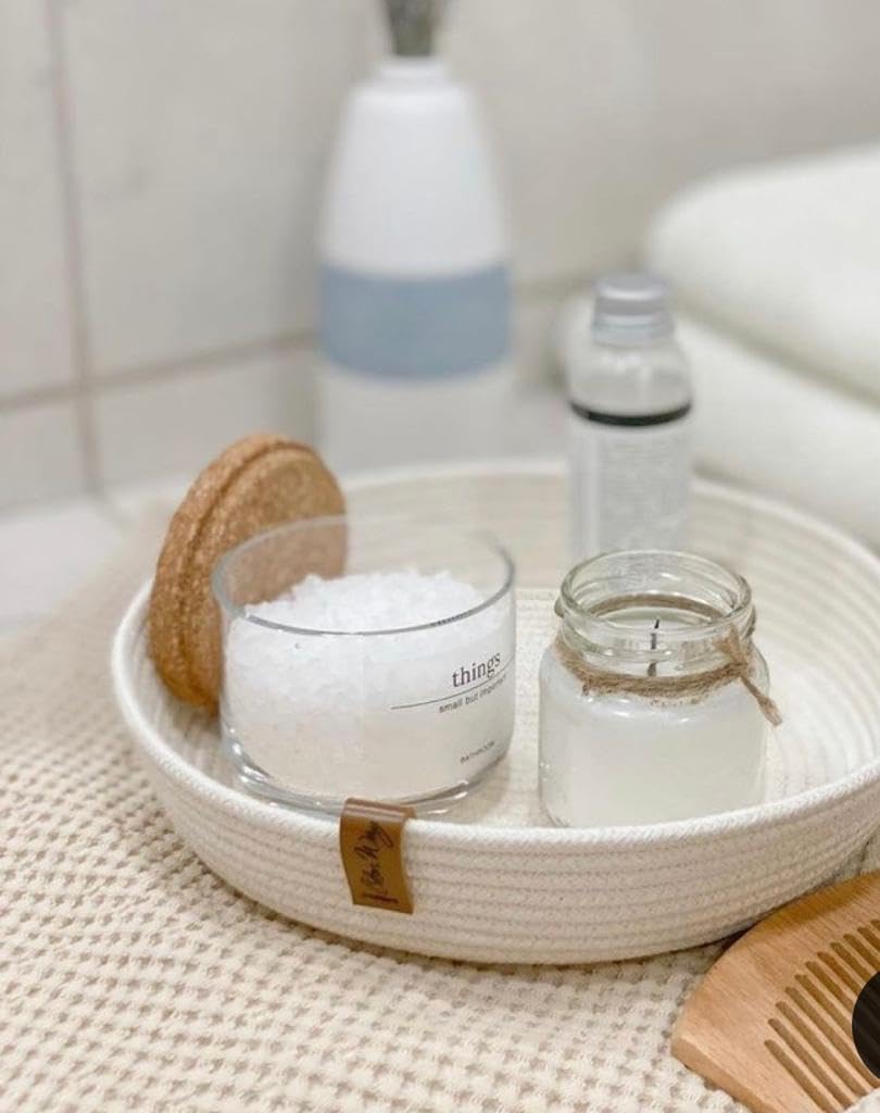 Woven It -Handmade Woven Decor Plates, 20cm x 4cm, White can be used in Kitchen, toilet, living room, dining room, kids room, bed room, indoor & outdoor.