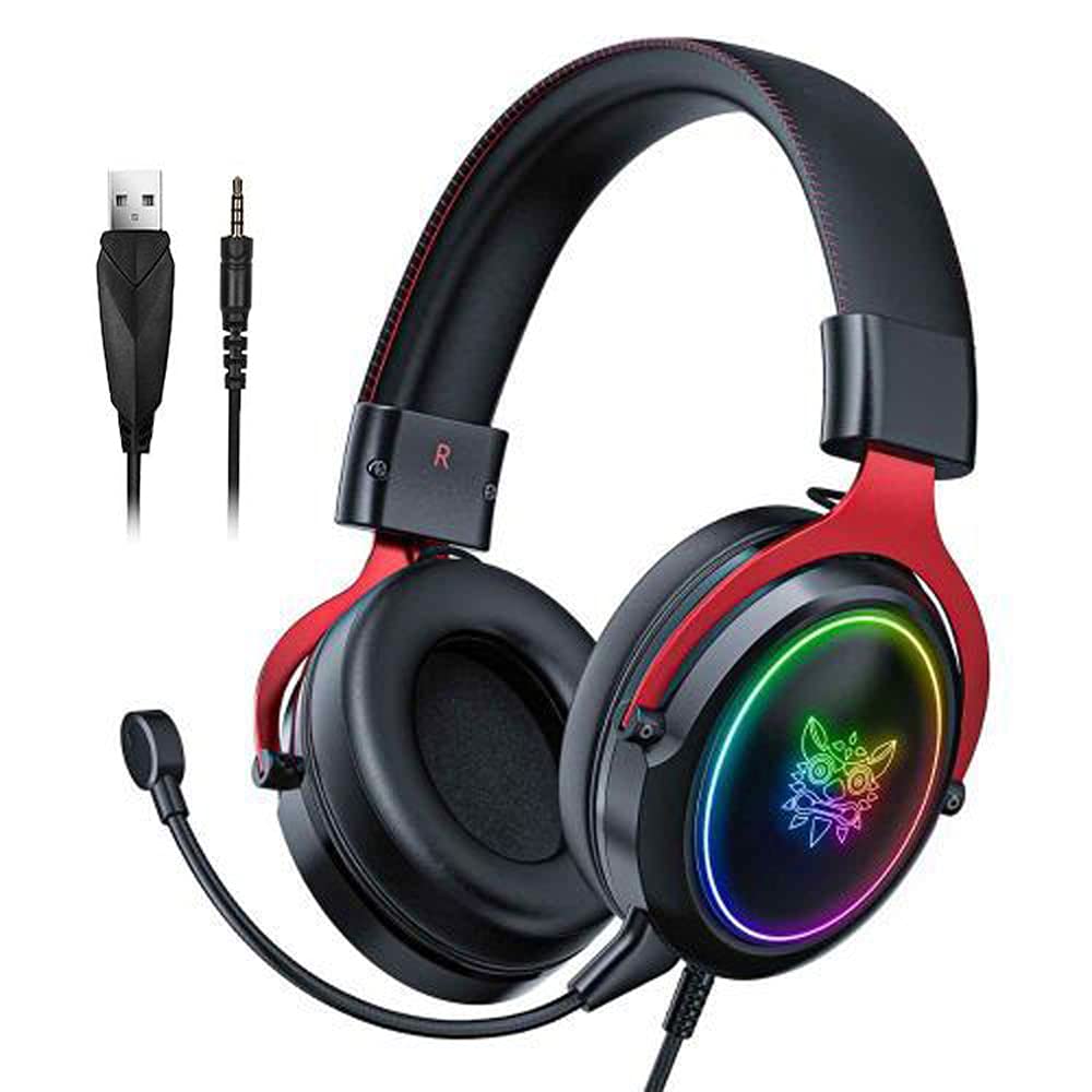 Onikoma RGB LED Gaming Headset & Detachable Microphone for Mobile, PS, PC - X10, Wired