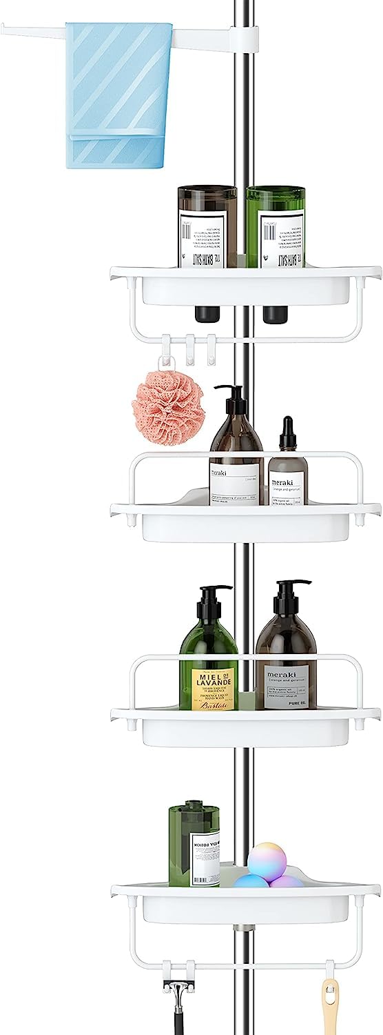 Generic 4-Shelf Modern Bathroom Corner Shelf with Towel Holder