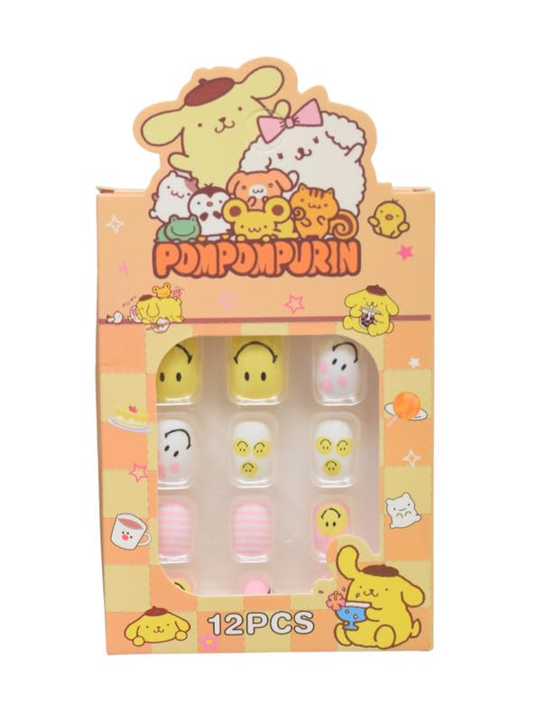 Daphne Press On Nail Set With Multi Designs For Kids, 12 Pieces - Multicolor