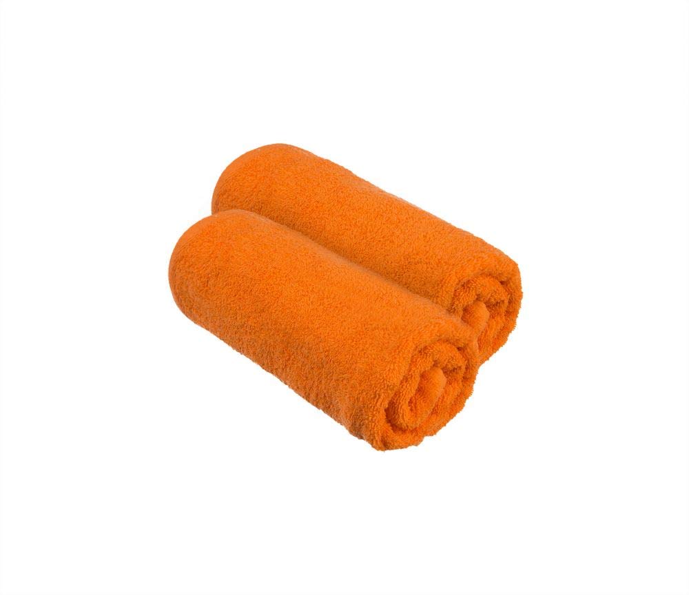 Jacquarddina Bathroom Towel - Carded Cotton Set of 2- Orange 70 x 140 cm