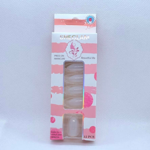Press On Nails Almond Shape Cat Eye Effect – 12 Colors Professional Fake Nails, Salon Finish Luxury Look for Women (White)