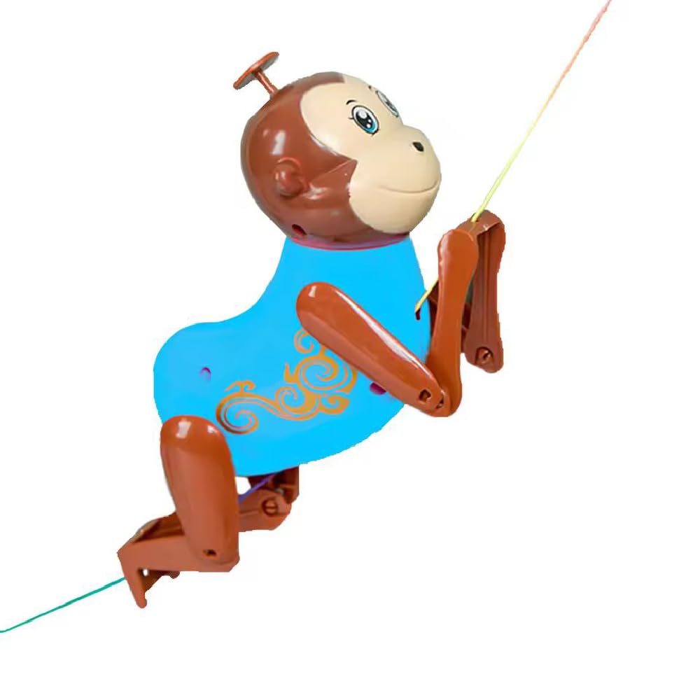 Hanging Rope Climbing Monkey Toy - Funny Monkey Pull Rope Climbing Toy Interactive Kids Toy with Cartoon Sound Effects (Blue)